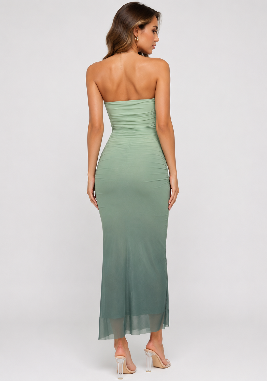 Women's Ombre Floral Strapless Body con Maxi Dress Elegant Bandeau Summer Holiday, Wedding Guest & Evening Dress