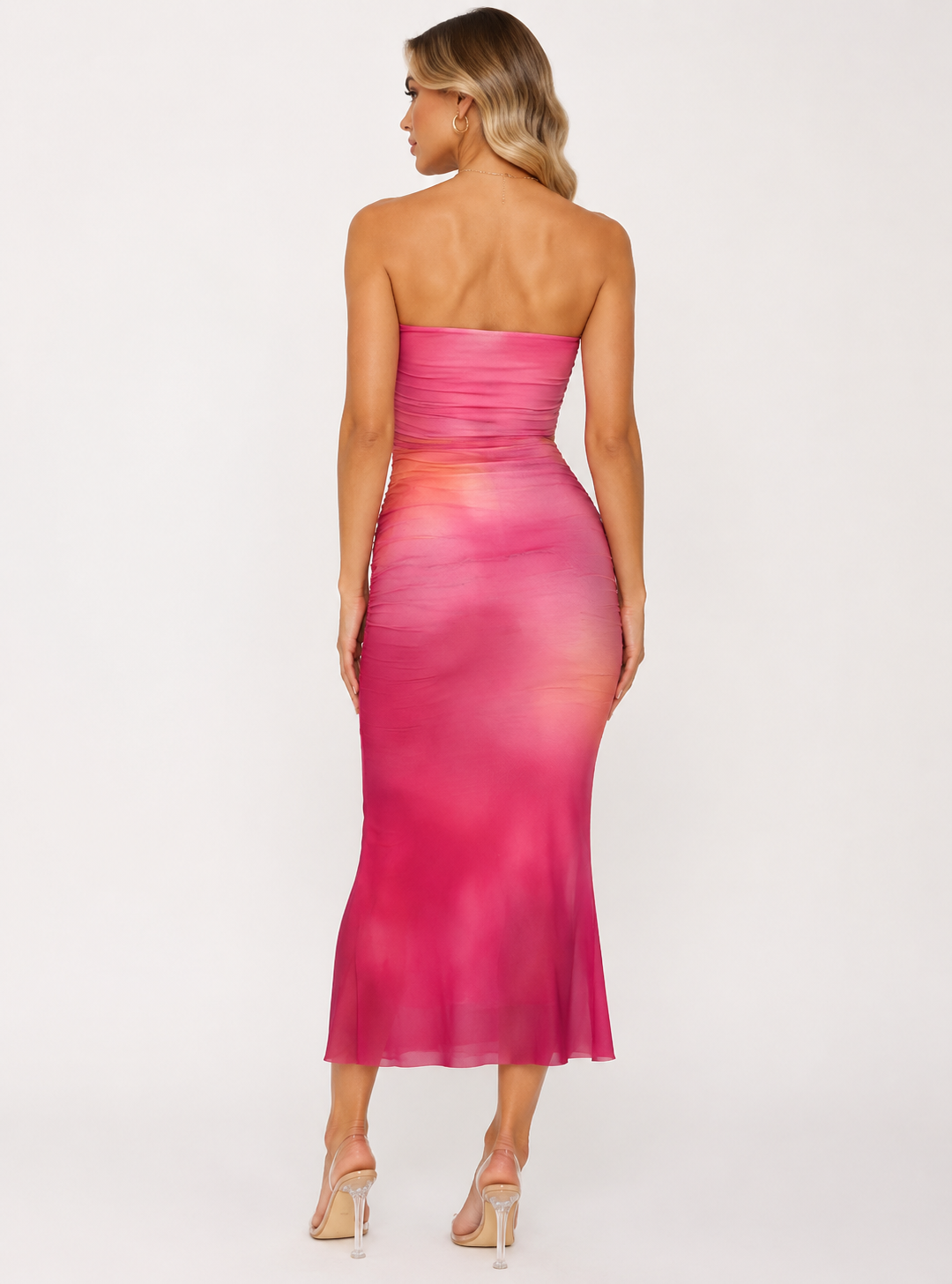 Women's Ombre Floral Strapless Body con Maxi Dress Elegant Bandeau Summer Holiday, Wedding Guest & Evening Dress