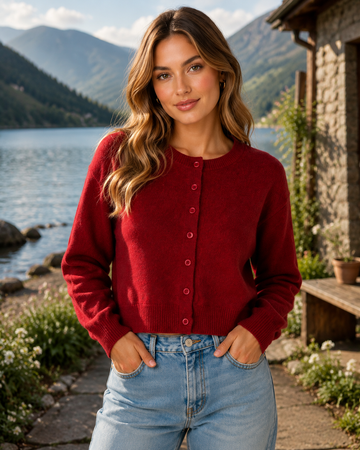 Women's Classic Button Up Knit Cardigan  Long Sleeve Round Neck Soft Lightweight Sweater