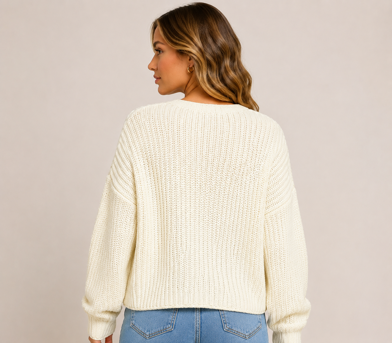 Women's Chunky Knit Button Up Cardigan Long Sleeve Soft Winter Sweater