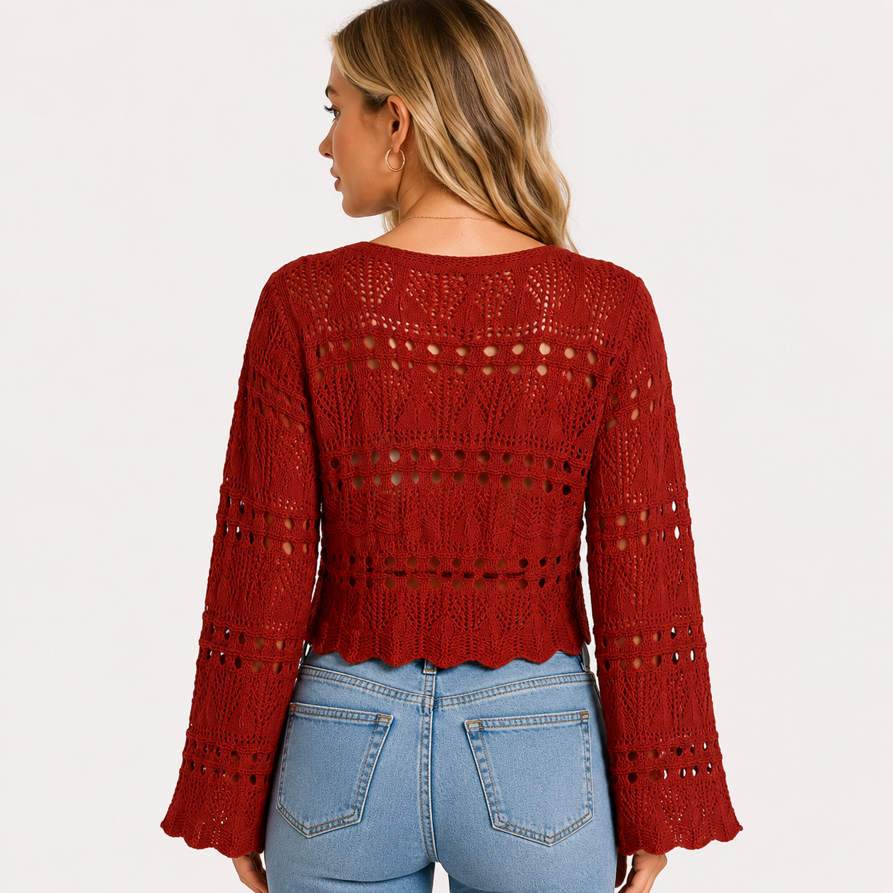 Women's Tie Front Lightweight Knit Cardigan Long Sleeve V Neck Casual Boho Knit Sweater