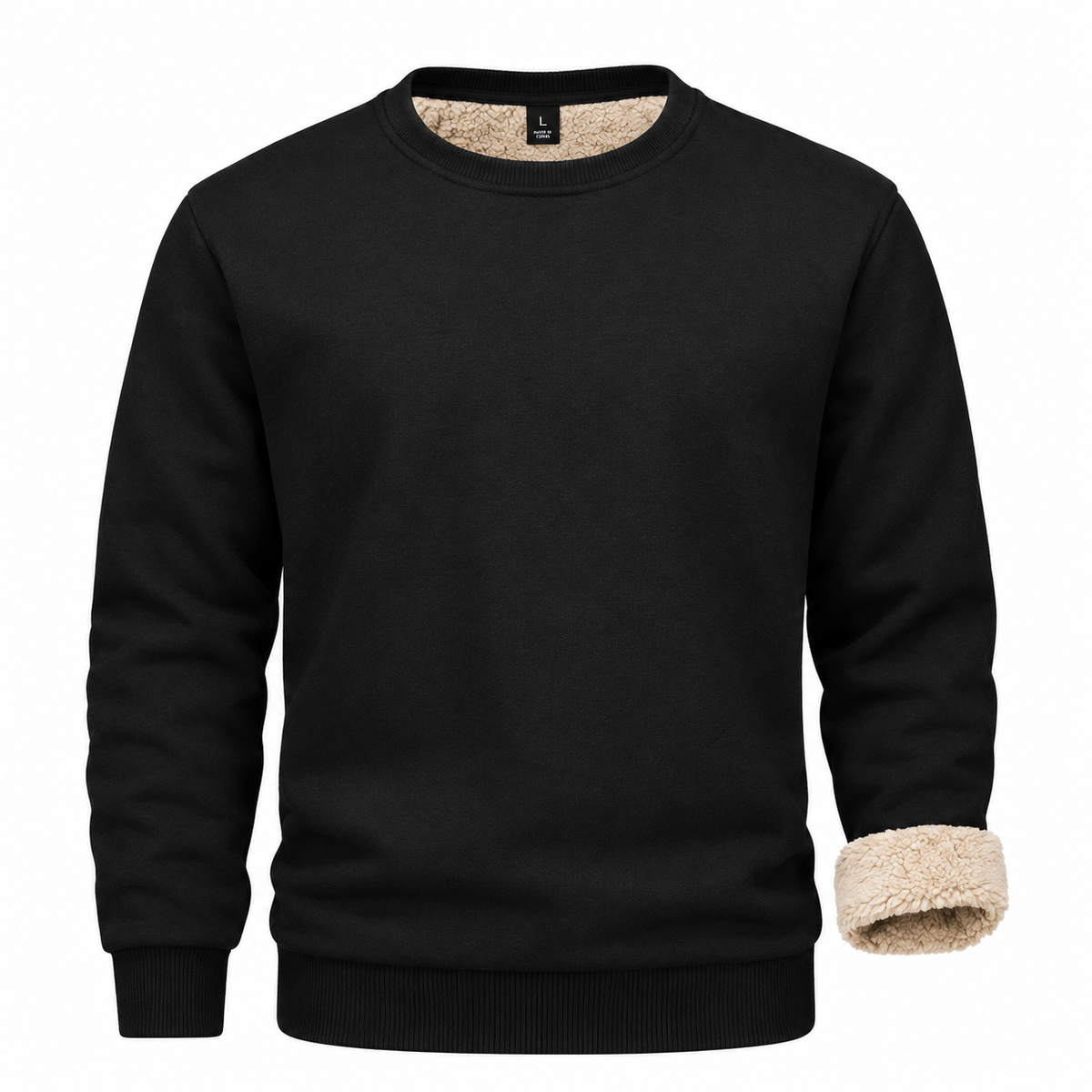 Men’s Navy Textured Crew Neck Thermal Warm Pullover