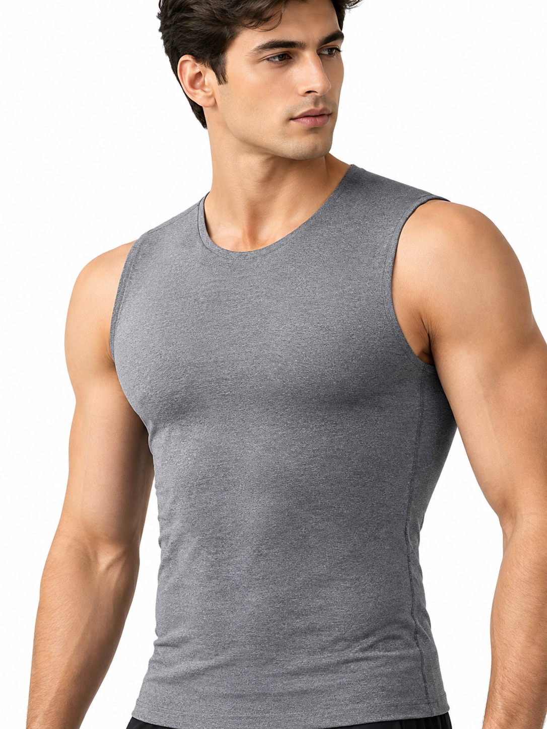 Men’s Warm Gym Grey Sleeveless Tank Top Slim Fit Athletic Vest