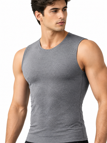 Men’s Warm Gym Grey Sleeveless Tank Top Slim Fit Athletic Vest