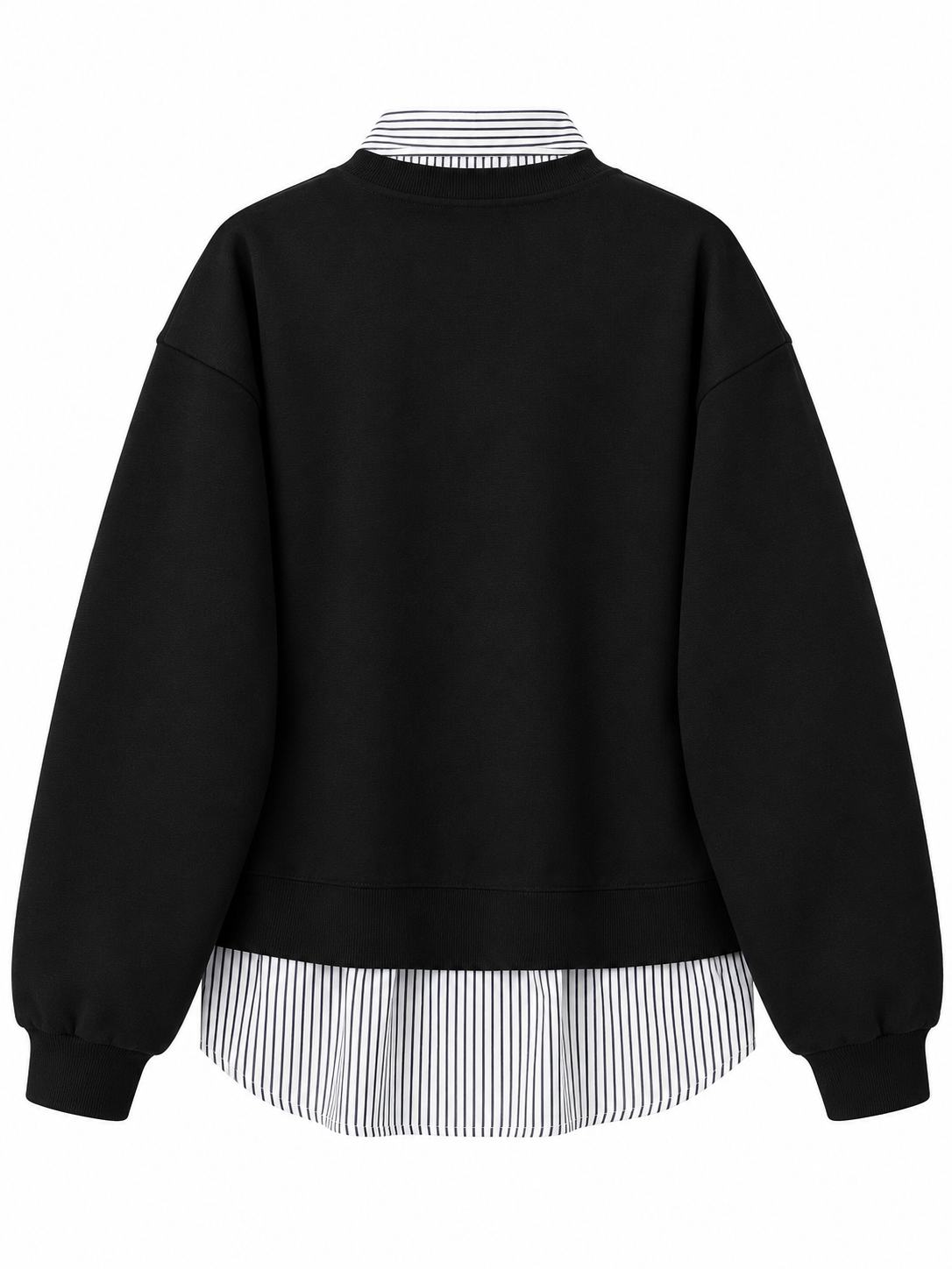 Men’s Warm Winters Light Gray Crew Neck Sweatshirt with Striped Collar For Office & Holidays