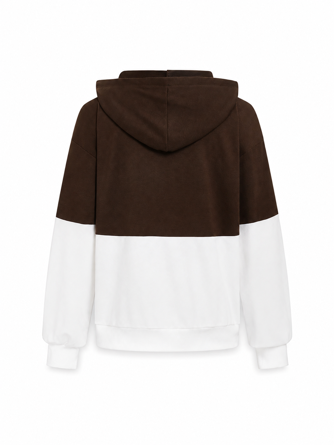 Warm Brown White Block Pullover Hoodie Everyday Wear