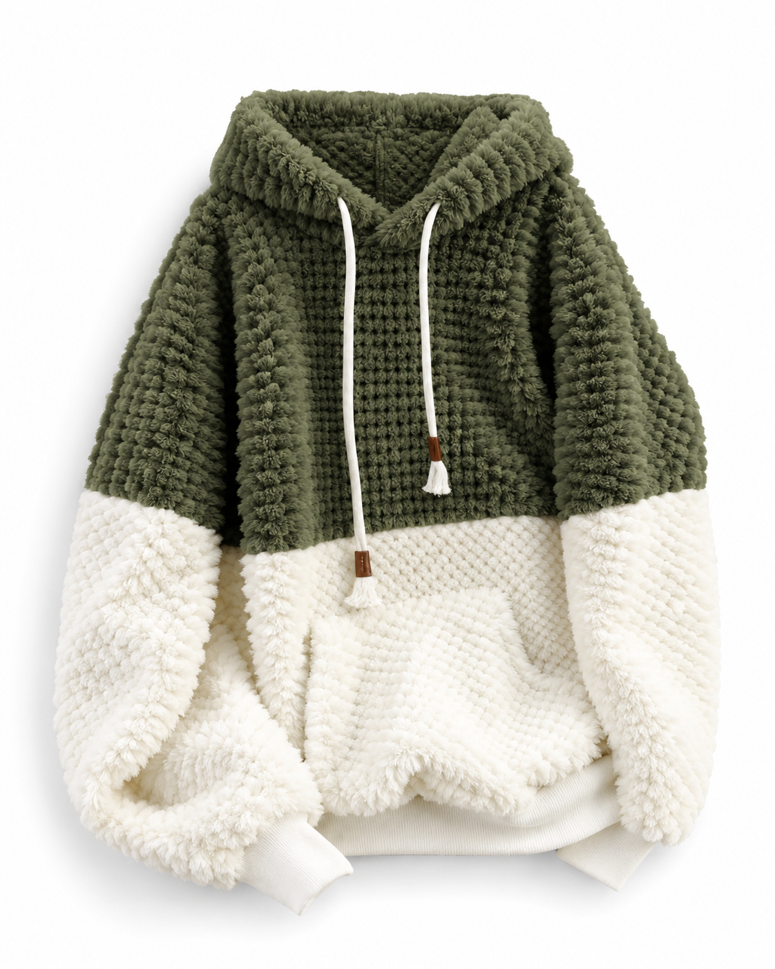 Warm Brown White Block Pullover Hoodie Everyday Wear