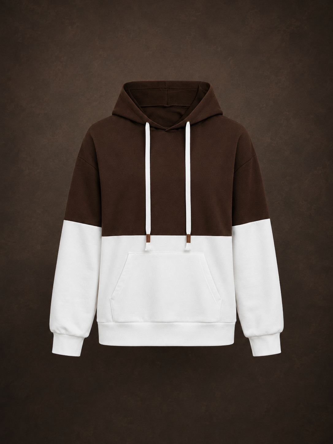 Warm Brown White Block Pullover Hoodie Everyday Wear