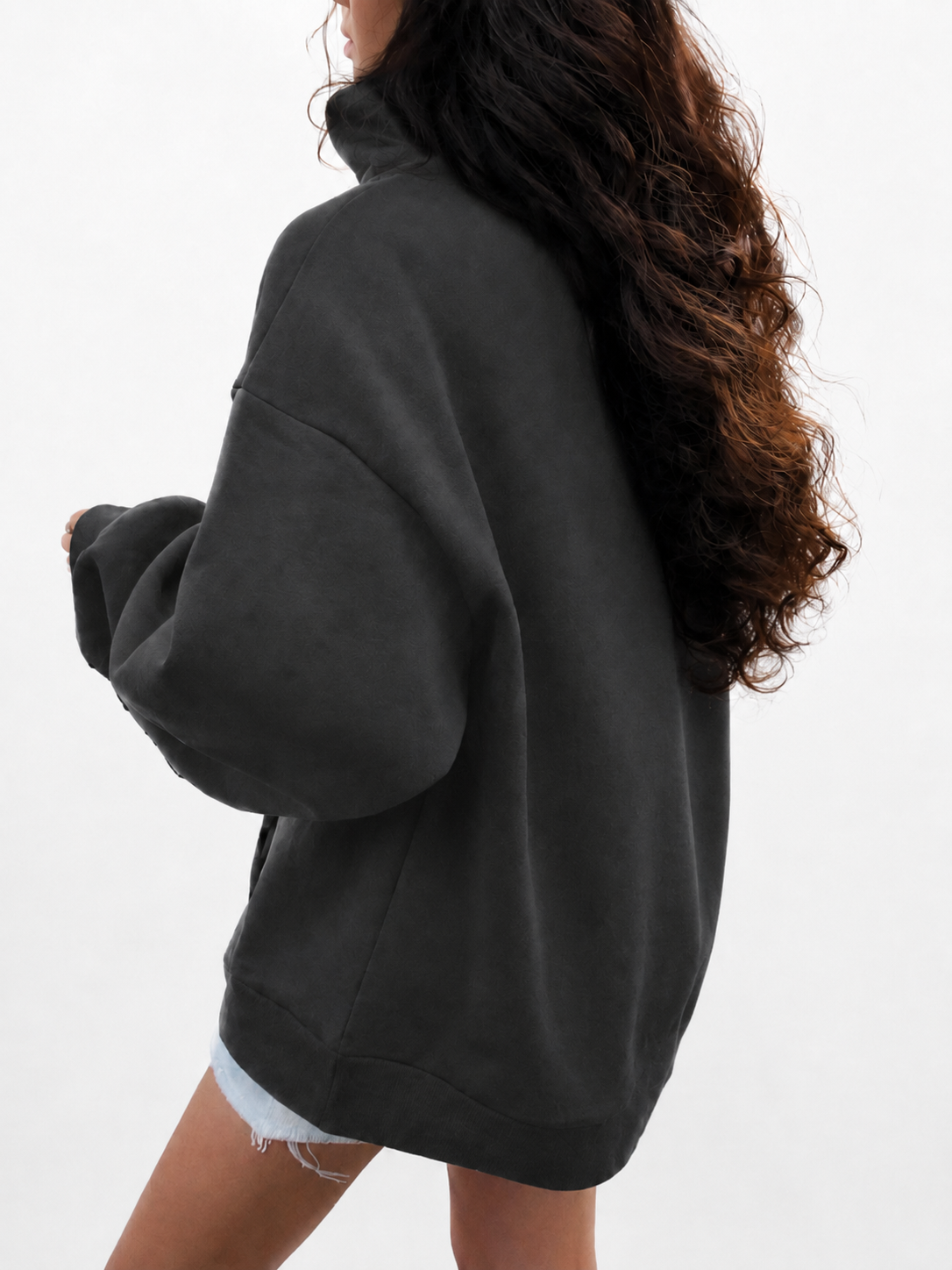 Women’s Warm Navy Blue Quarter Zip Fleece Hoodie With Star Detail Winters