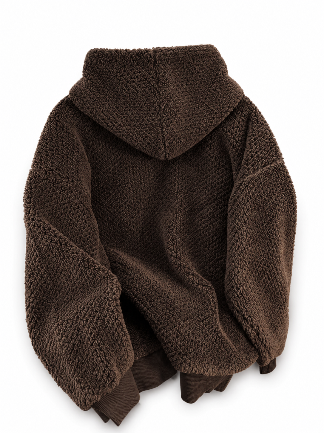 Women’s Brown Sherpa Fleece Pullover Hoodie With Drawstring Everyday Use