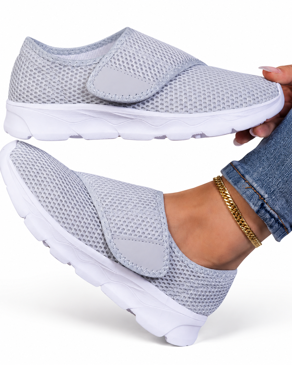 Women's Lightweight Orthopaedic Breathable Mesh Slip For Swollen Feet Walking Shoes Comfortable Casual Sneakers