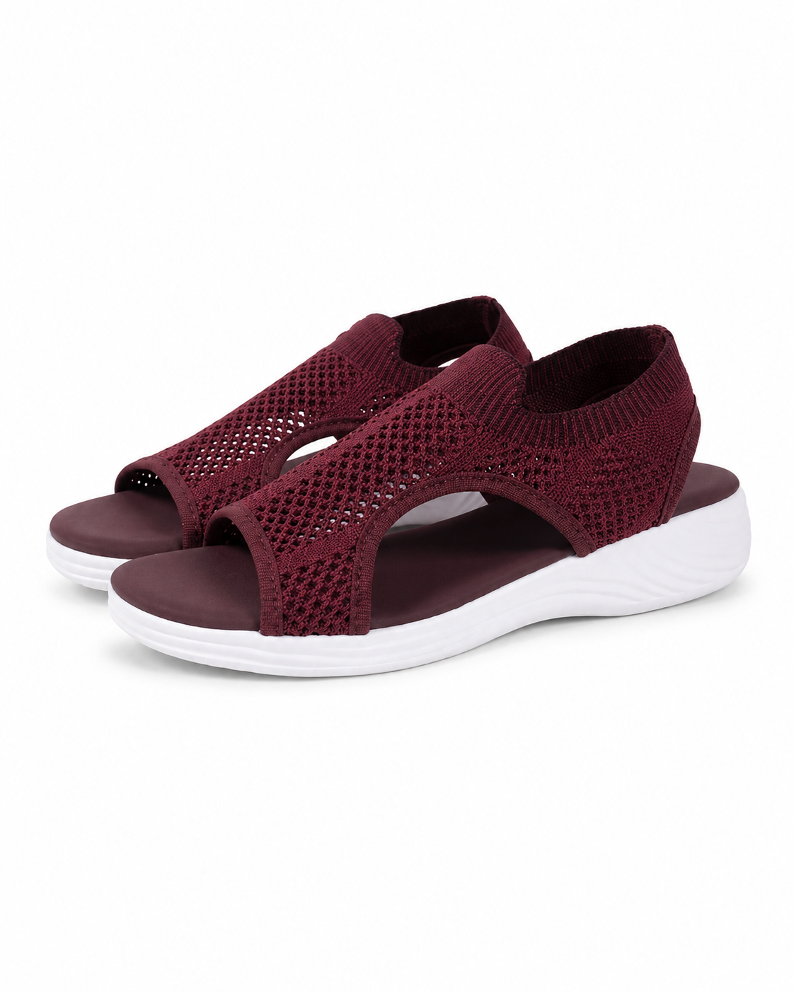 Women's Orthopdic Knit Peep Toe Slip On Wedge Sandals For Swollen Feet