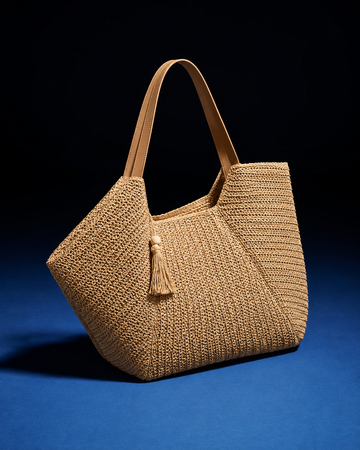 Handwoven Straw Tote Bag for Women Large Beach Shoulder Bag with Tassel Charm