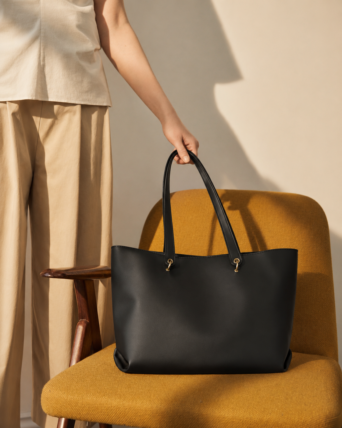 Women's Colorblock Tote Bag Lightweight Large Capacity Shoulder Handbag, Minimalist Everyday Bag