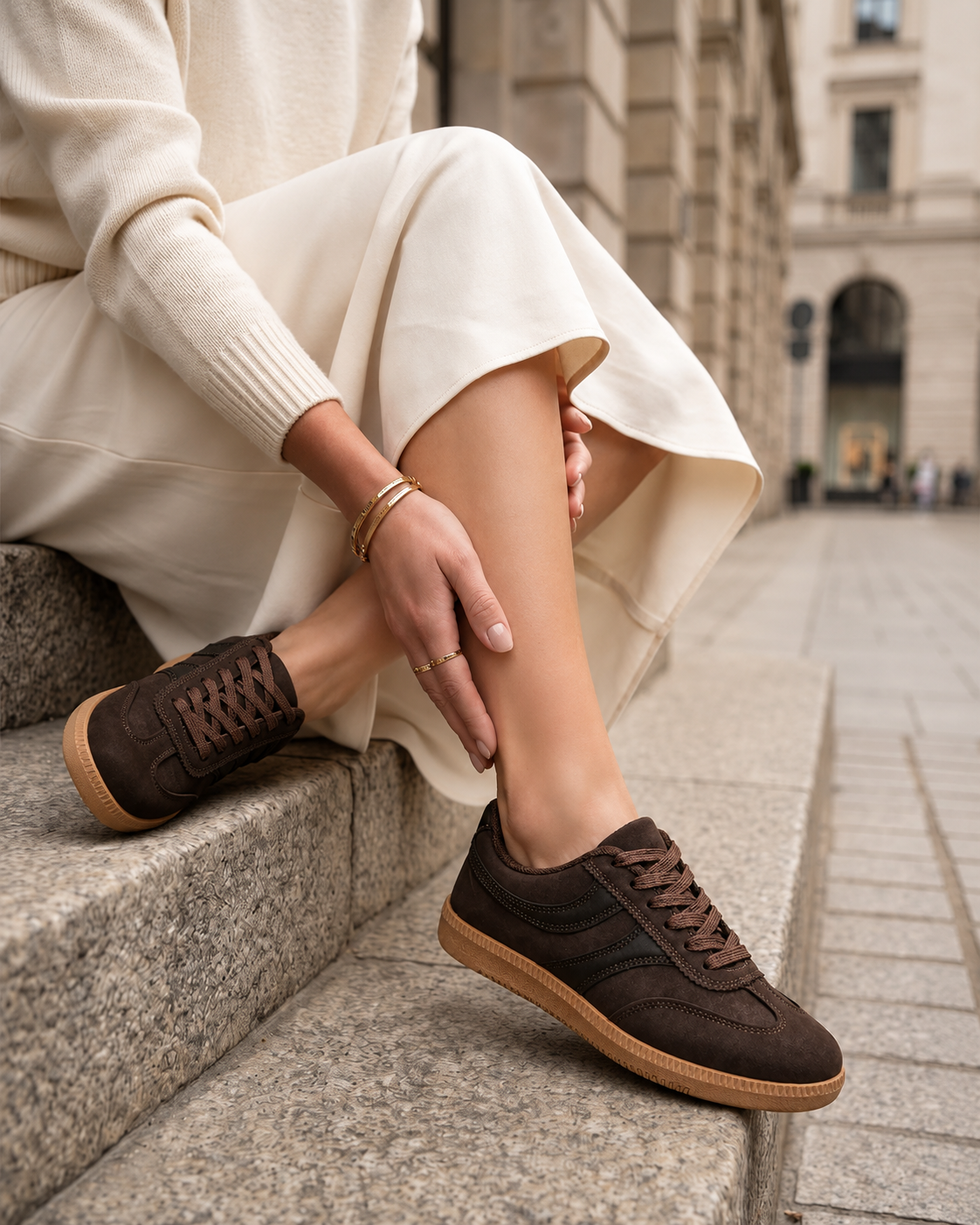 Women’s Brown Lace Up Casual Sneakers with Gum Sole Everyday Comfortable Shoes