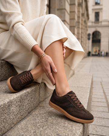 Women’s Brown Lace Up Casual Sneakers with Gum Sole Everyday Comfortable Shoes