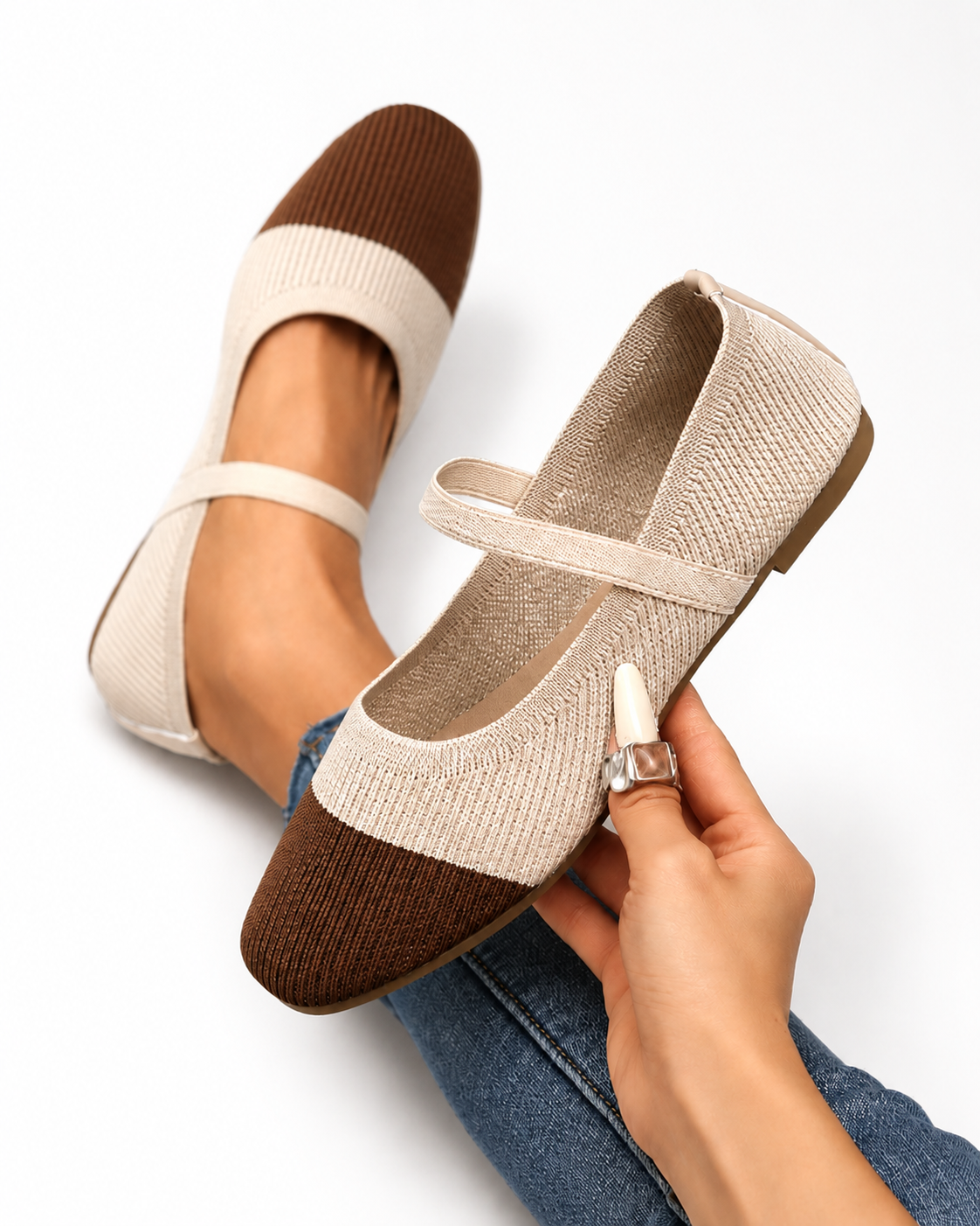 Women's Embroidered Mary Jane Flats Comfortable Slip On Ballet Shoes