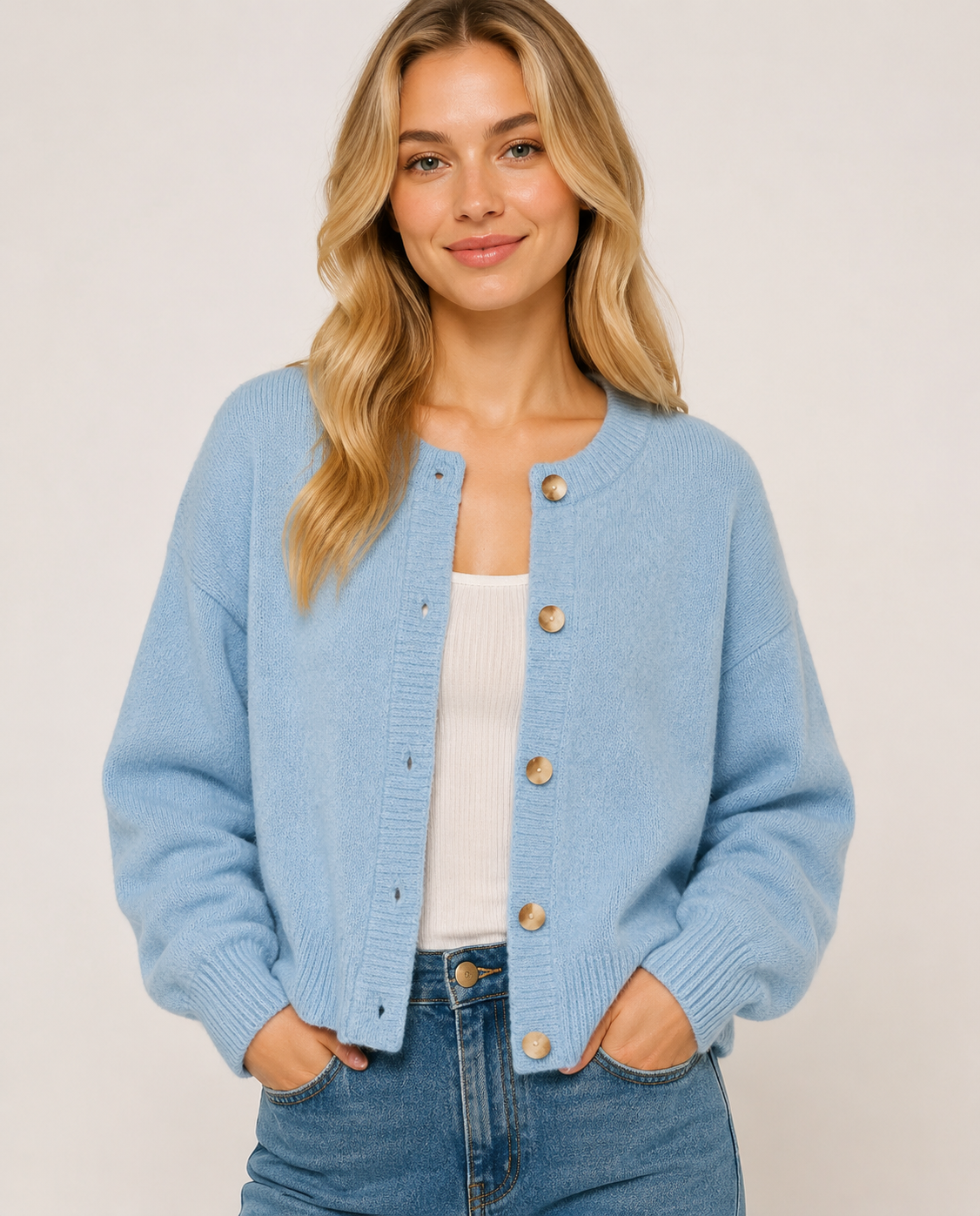 Women's Button Front Knit Cardigan  Soft Long Sleeve Relaxed Fit Autumn Winter Sweater