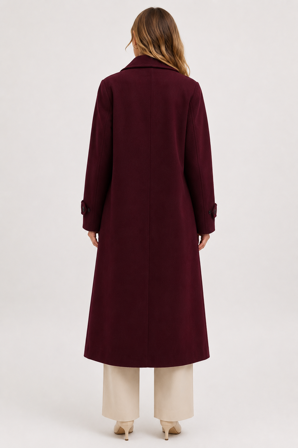 Women's Oversized Wool Blend Belted Long Overcoat Elegant Winter Autumn Trench Coat with Lapel Collar, Long Sleeve Casual Office Jacket