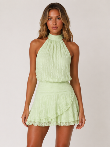 Halter Neck Backless Mini Dress Women's Elegant Wedding Guest & Party Dress