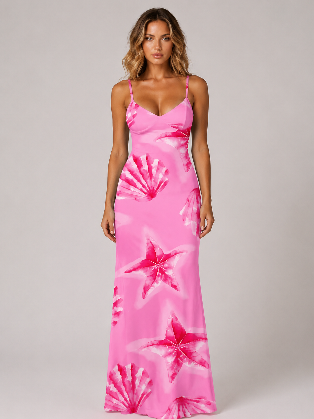 Spaghetti Strap Lace Up Bodycon Maxi Dress Women's Vacation Print Holidays Dress