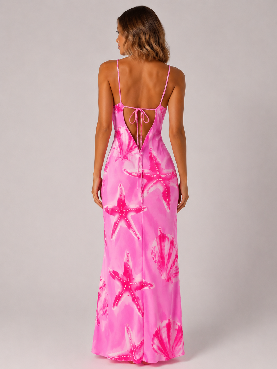 Spaghetti Strap Lace Up Bodycon Maxi Dress Women's Vacation Print Holidays Dress