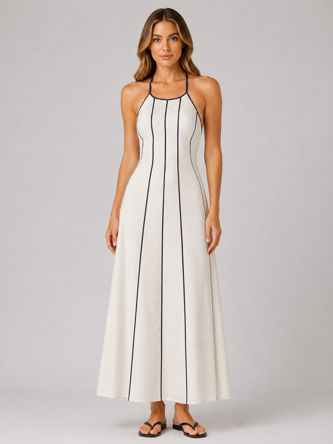 Halter Backless Summer Dress Women's Bohemian Vacation Midi Dress