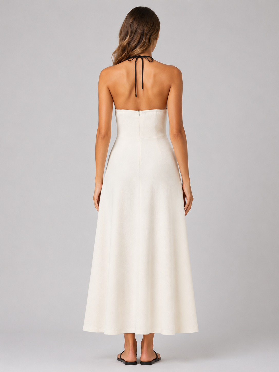 Halter Backless Summer Dress Women's Bohemian Vacation Midi Dress