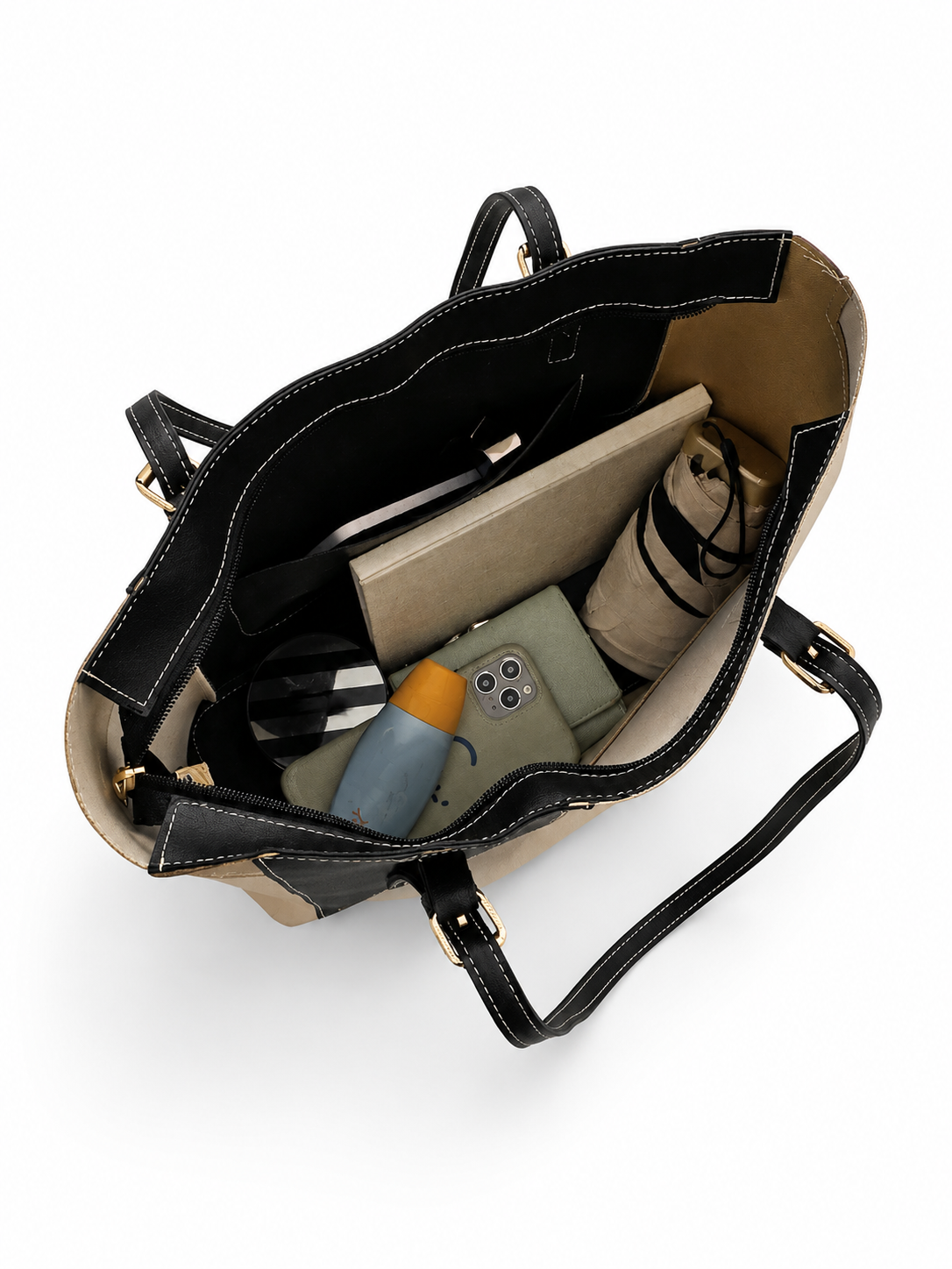 Women's Colorblock Tote Bag Lightweight Large Capacity Shoulder Handbag, Minimalist Everyday Bag