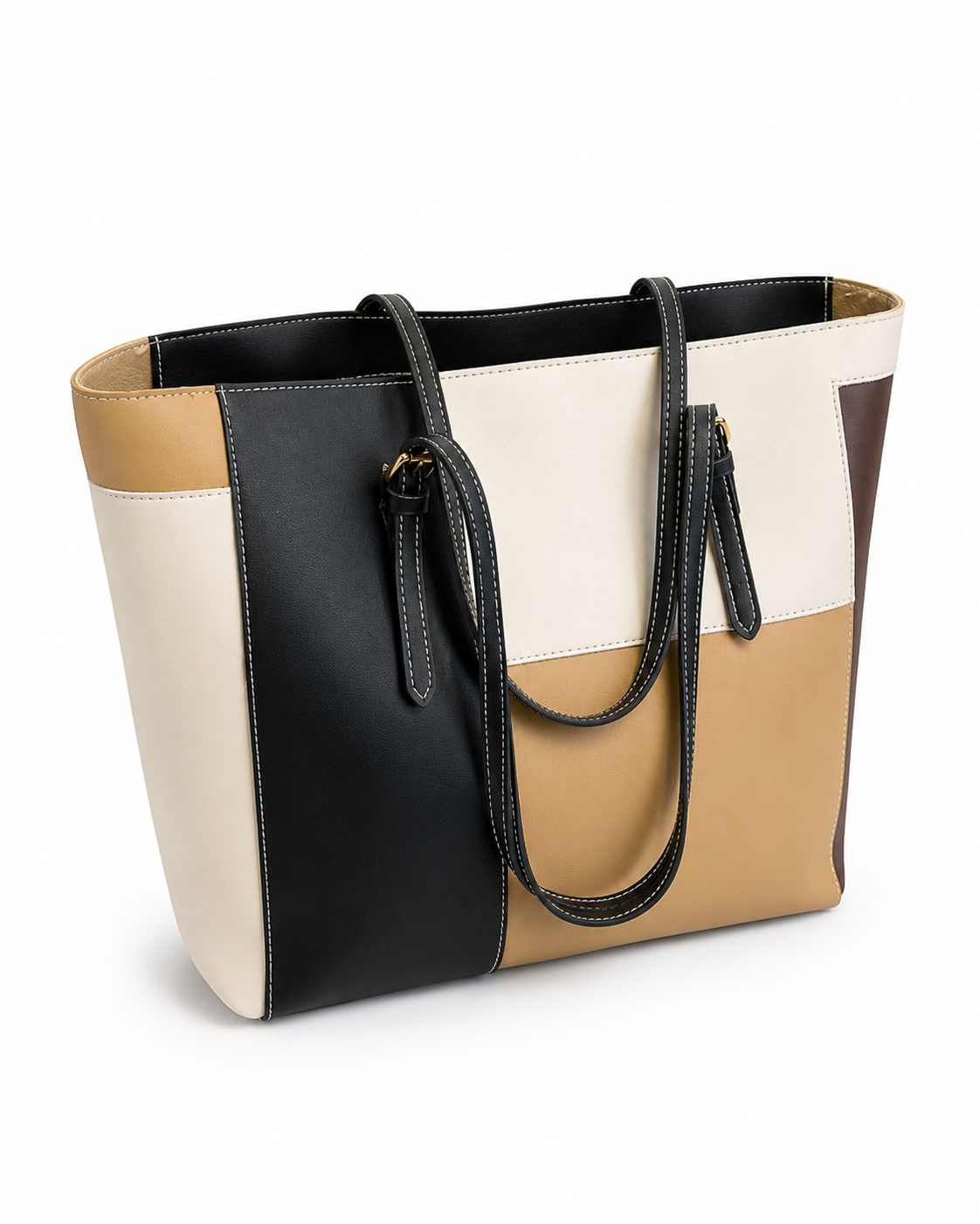 Women's Colorblock Tote Bag Lightweight Large Capacity Shoulder Handbag, Minimalist Everyday Bag