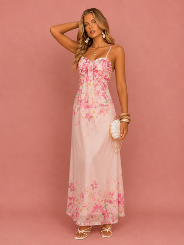 Floral Maxi Slip Dress - Elegant Summer Beach Wedding Guest Dress