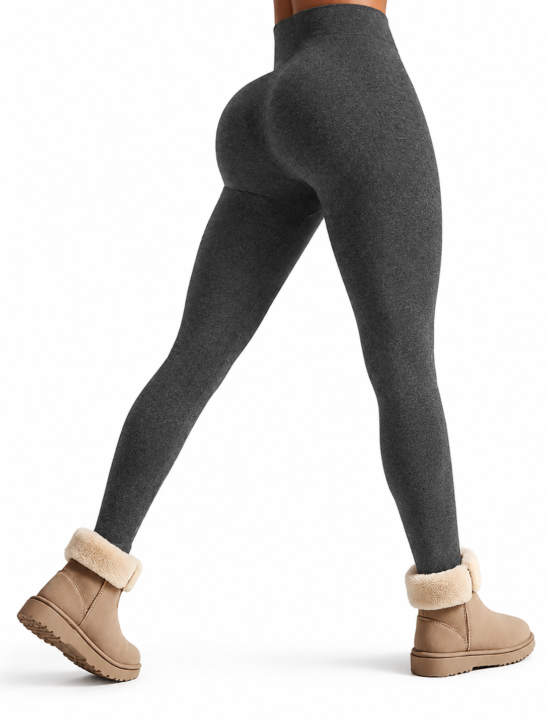 Women’s Charcoal Grey High Waist Fleece Lined Stretch Leggings