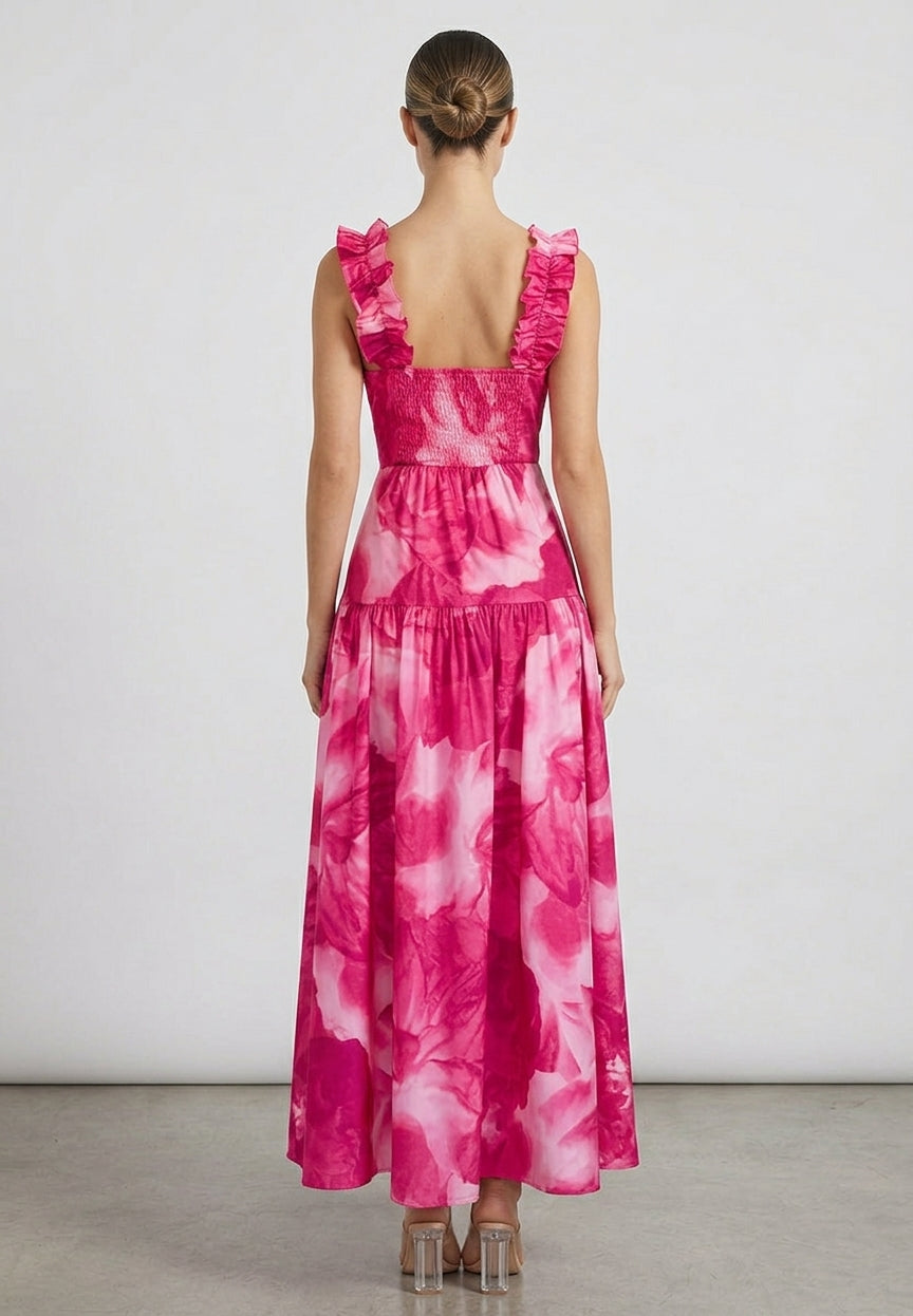 Women's Romantic Party Floral  Sleeveless A-Line Maxi Dress