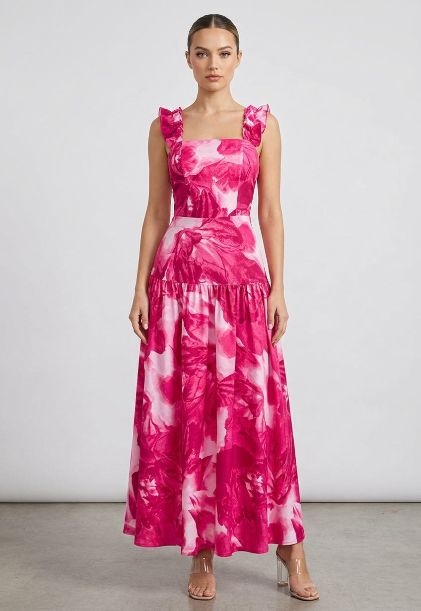 Women's Romantic Party Floral  Sleeveless A-Line Maxi Dress