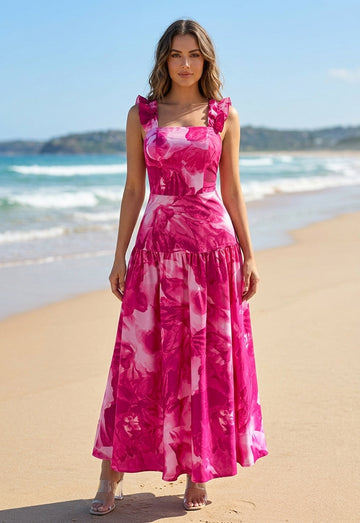 Women's Romantic Party Floral  Sleeveless A-Line Maxi Dress
