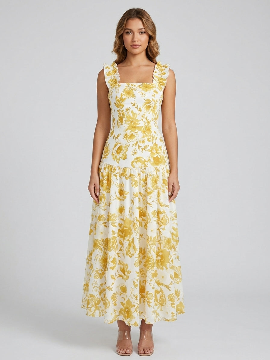 Women's Romantic Party Floral  Sleeveless A-Line Maxi Dress