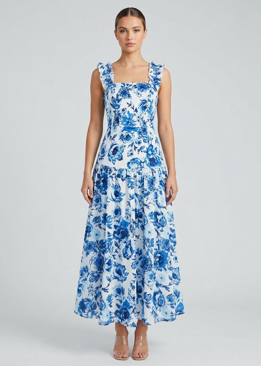 Women's Romantic Party Floral  Sleeveless A-Line Maxi Dress