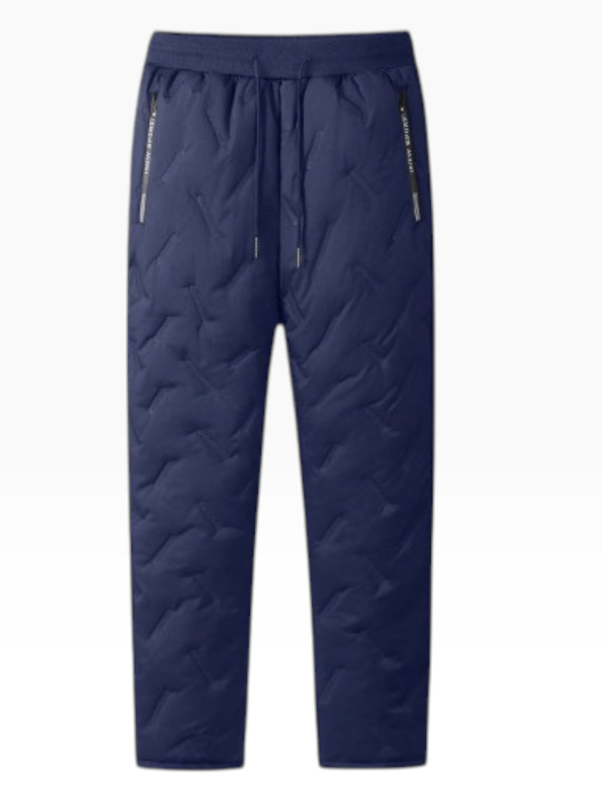Men’s Navy Blue Warm Textured Casual Trousers  Drawstring Jogger Style