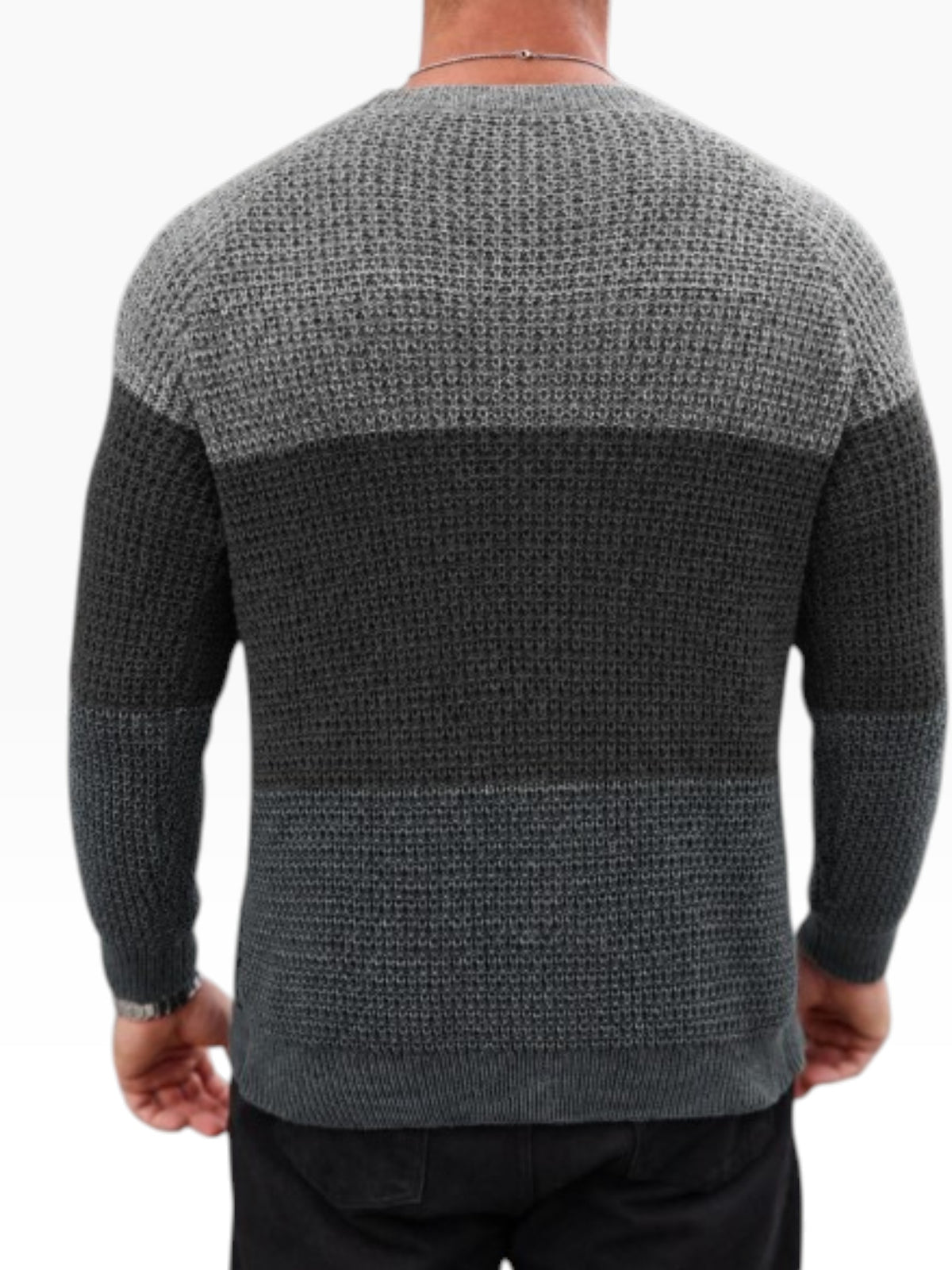 Men’s Textured Color-Block Warm Knit Sweater Beige & Brown