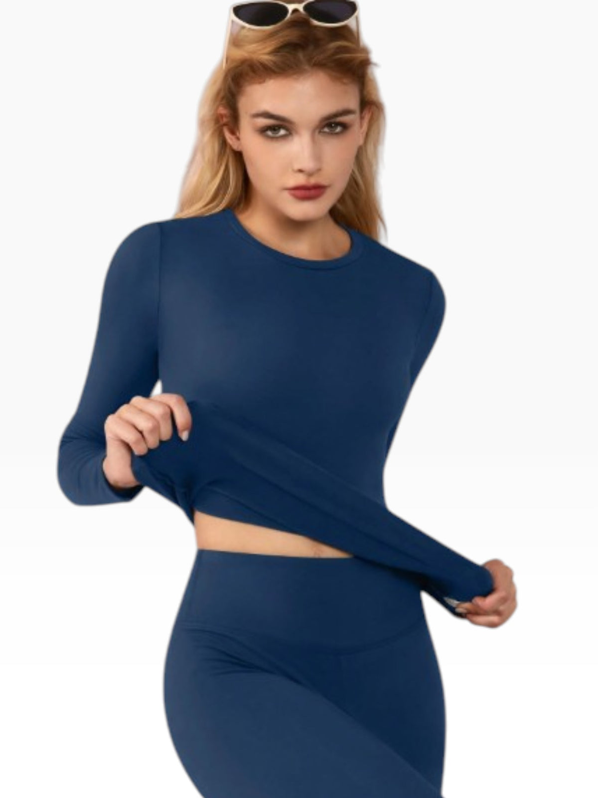 Women’s Warm Black Long sleeve Fitted Top & Leggings Set