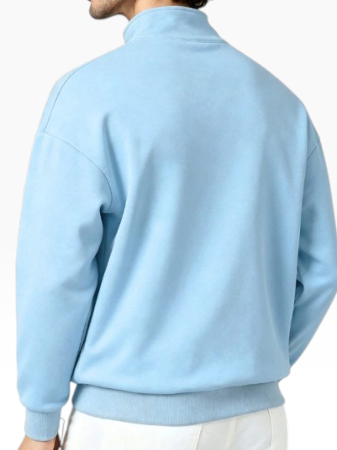 Men’s Knitted Casual Stand Collar Quarter Zip Sweatshirt