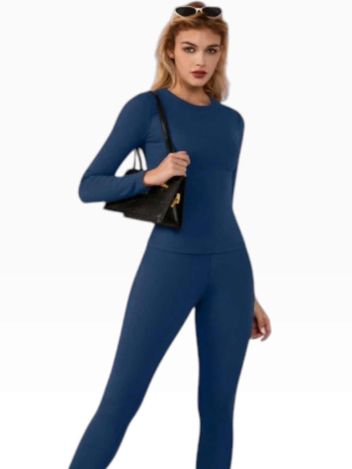 Women’s Warm Black Long sleeve Fitted Top & Leggings Set