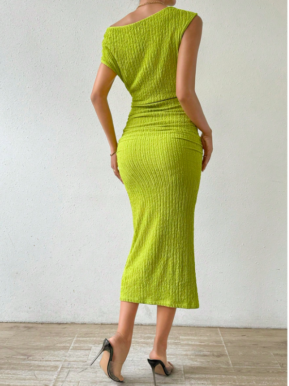 Women's Elegant One Shoulder Ruffle Maxi Dress Sleeveless Flowing Evening, Wedding Guest & Holiday Dress
