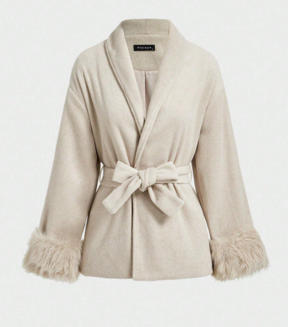 Women's Oversized Double Breasted Teddy Coat Warm Faux Sherpa Long Winter Overcoat with Lapel Collar