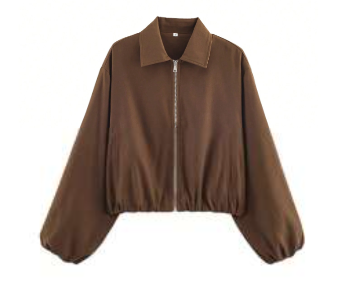 Women's Casual Zip Front Utility Jacket Long Sleeve Lapel Collar Lightweight Spring & Autumn Coat
