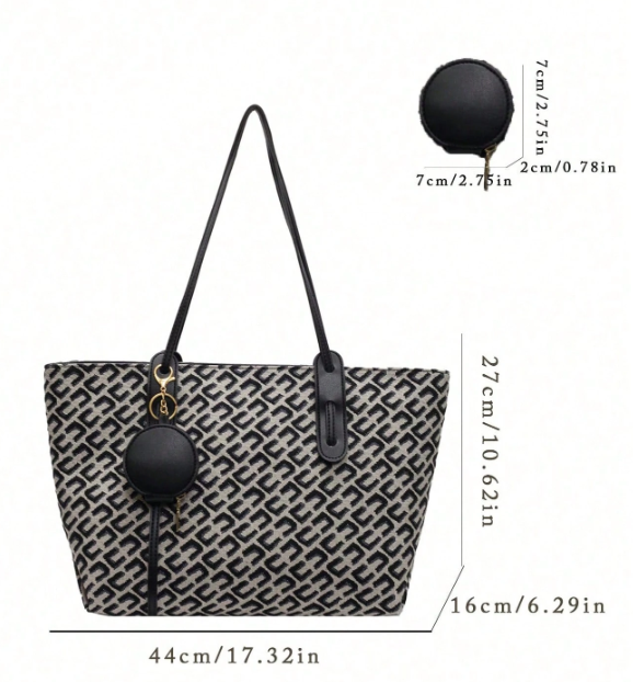 Women's Woven Pattern PU Leather Shoulder Bag Minimalist Large Capacity Everyday Handbag