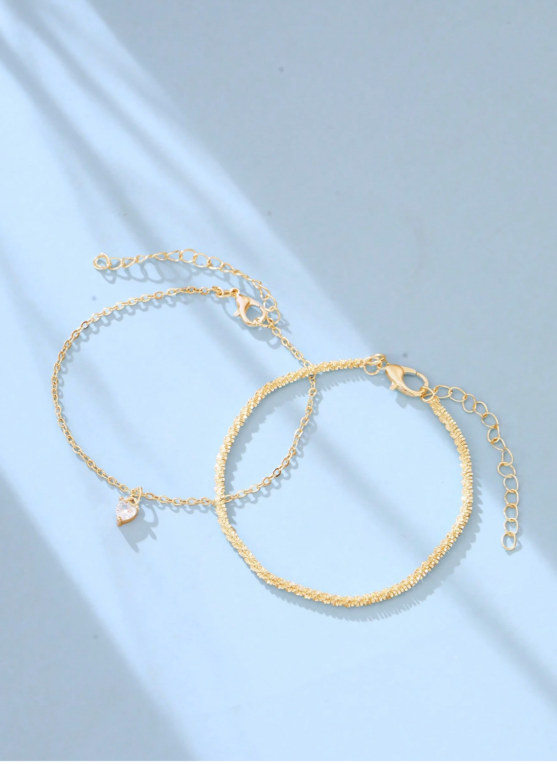 Sparkly Heart Edin Bracelet Set (2 Pcs) – Mother's Day Gift for Mom, Her
