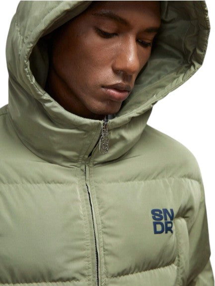 Men’s Padded Sage Green Hooded Puffer Winter Jacket
