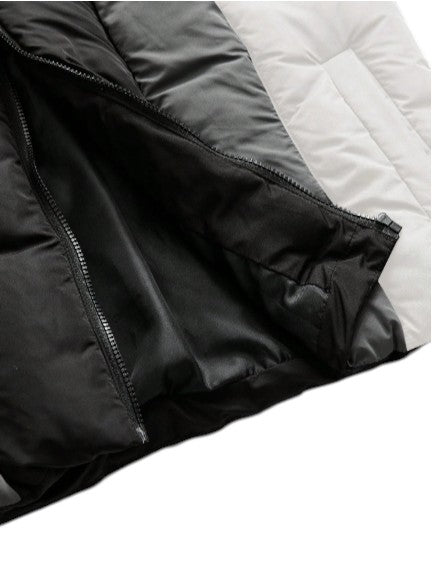 Men’s Warm Black Grey and White Color Block Puffer Jacket Winters