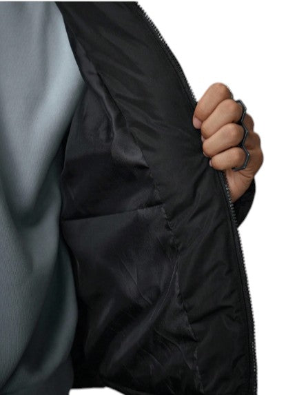 Men’s Warm Black Grey and White Color Block Puffer Jacket Winters